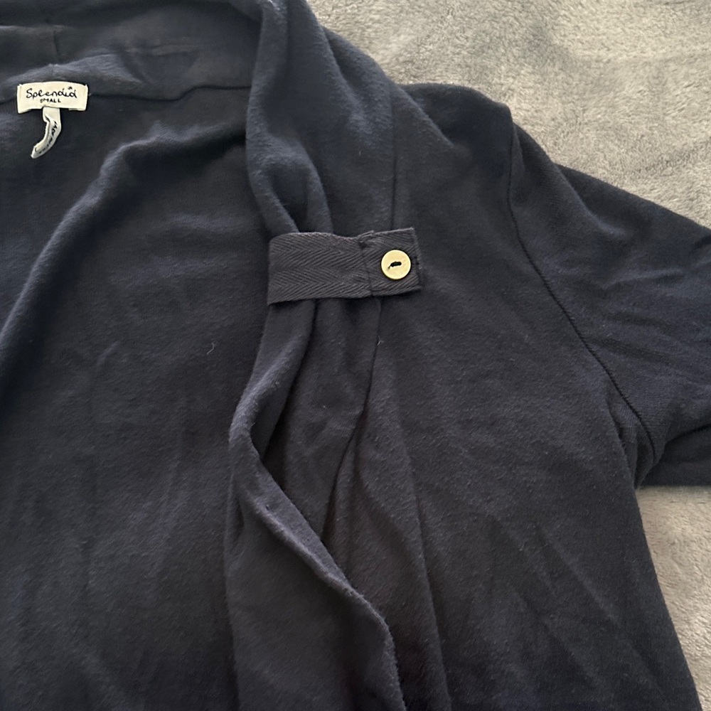 Navy Splendid Open Front Cardigan - Picture 3 of 4